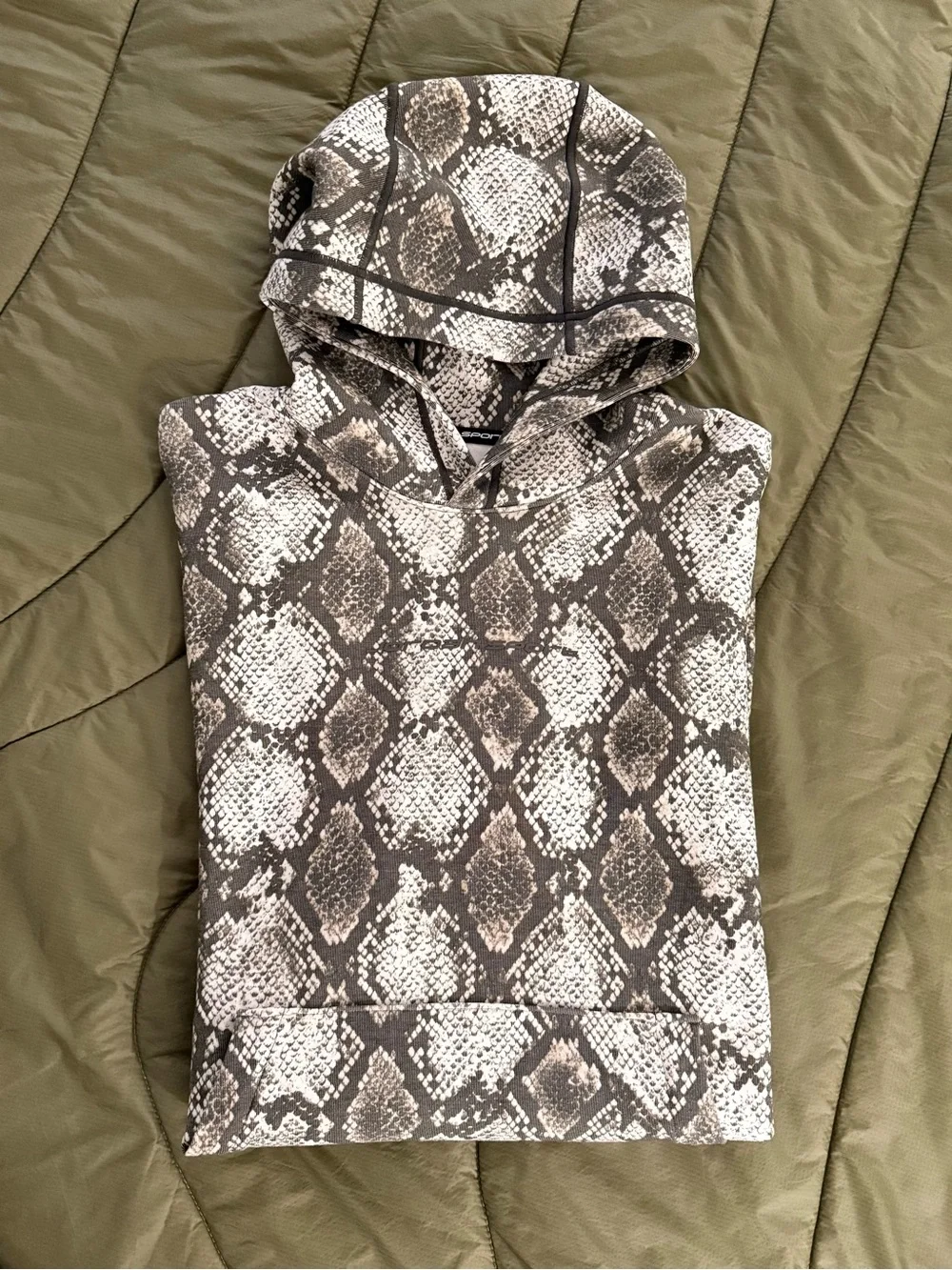 Jordan Sport Olive Green and Cream colored Snakeskin Print Hoodie